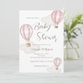 Roze Hete Luchtballonnen Baby shower Meisje Kaart (Staand voorkant)