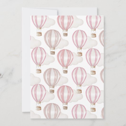 Roze Hete Luchtballonnen Baby shower Meisje Kaart (Achterkant)