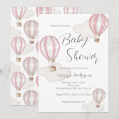 Roze Hete Luchtballonnen Baby shower Meisje Kaart (Voorkant / Achterkant)
