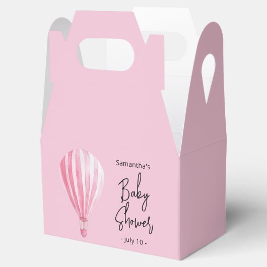Roze heteluchtballon Baby shower Bedankdoosjes (Geopend)