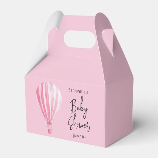 Roze heteluchtballon Baby shower Bedankdoosjes (Voorkant Zijde)