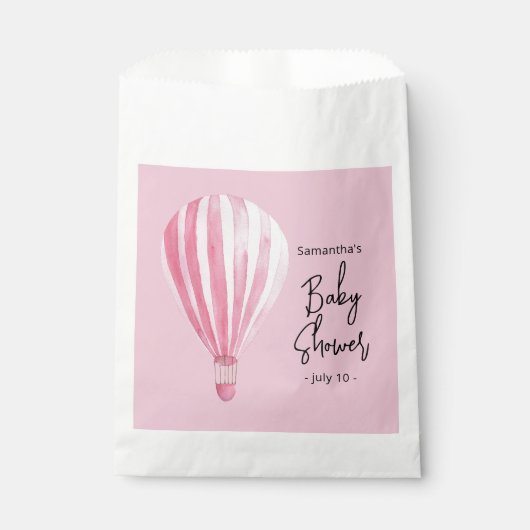 Roze heteluchtballon Baby shower Bedankzakje (Voorkant)