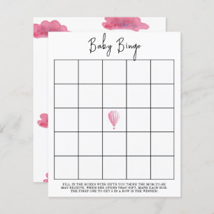 Roze heteluchtballon - Baby shower bingogame