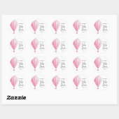 Roze heteluchtballon Baby shower Ronde Sticker (Vel)