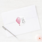 Roze heteluchtballon Baby shower Ronde Sticker (Envelop)