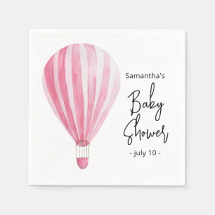 Roze heteluchtballon Baby shower Servet