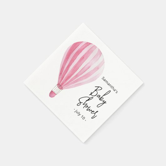 Roze heteluchtballon Baby shower Servet (Hoek)