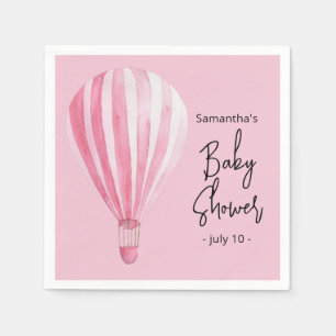Roze heteluchtballon Baby shower Servet