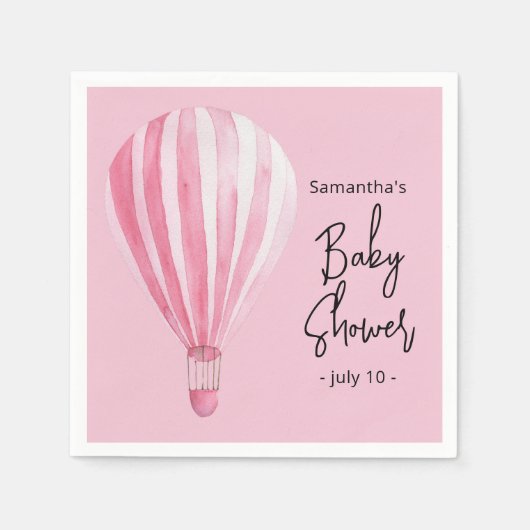 Roze heteluchtballon Baby shower Servet (Voorkant)