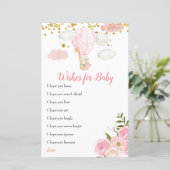 Roze heteluchtballon Floral Wishes for Baby Card (Staand voorkant)
