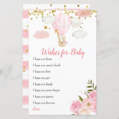 Roze heteluchtballon Floral Wishes for Baby Card (Voorkant / Achterkant)