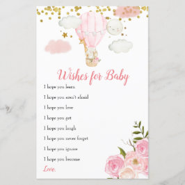 Roze heteluchtballon Floral Wishes for Baby Card