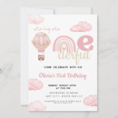 Roze heteluchtballon is geen prachtige verjaardag kaart (Voorkant)