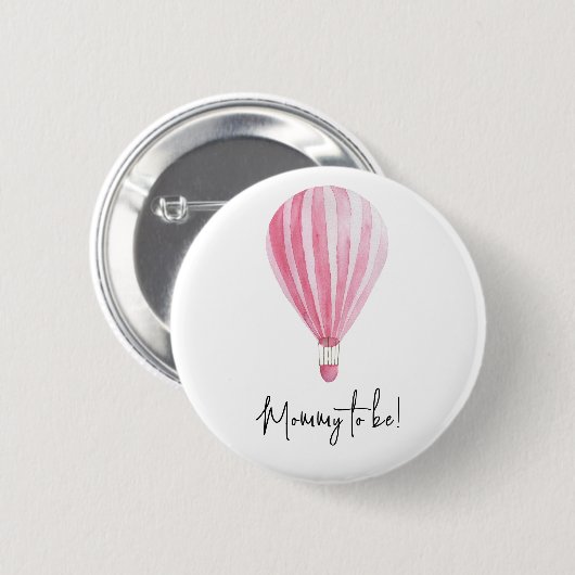 Roze heteluchtballon Mama in spe Ronde Button 5,7 Cm (Voorkant /achterkant)