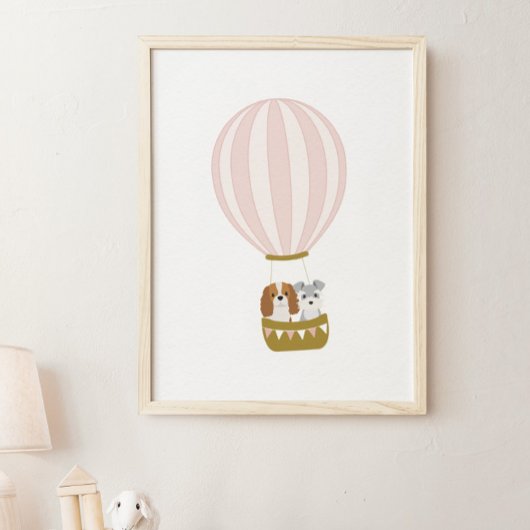 Roze heteluchtballon met Dogs Nursery Poster