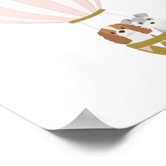 Roze heteluchtballon met Dogs Nursery Poster (Hoek)
