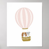 Roze heteluchtballon met Dogs Nursery Poster (Voorkant)