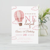 Roze heteluchtballon Oneindige eerste verjaardag Kaart (Staand voorkant)