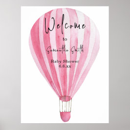 Roze heteluchtballon Welkom Poster
