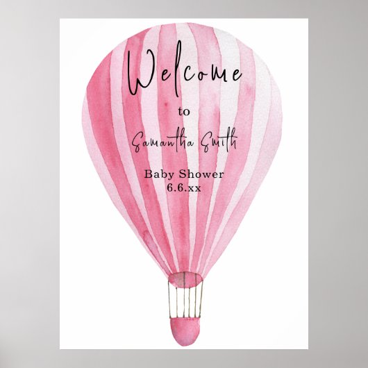 Roze heteluchtballon Welkom Poster (Voorkant)