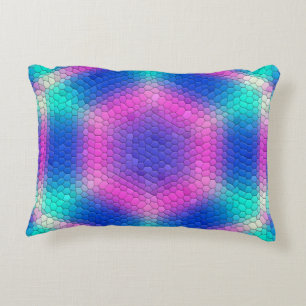 Roze hexagon-mozaïek op blauwe gradiënt accent kussen