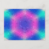 Roze hexagon-mozaïek op blauwe gradiënt briefkaart (Voorkant)