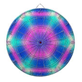 Roze hexagon-mozaïek op blauwe gradiënt dartbord (Voorkant)