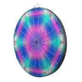 Roze hexagon-mozaïek op blauwe gradiënt dartbord (Voorkant Rechts)