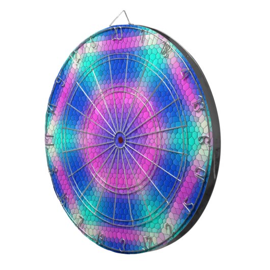 Roze hexagon-mozaïek op blauwe gradiënt dartbord (Voorkant Rechts)