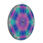 Roze hexagon-mozaïek op blauwe gradiënt dartbord (Voorkant Links)