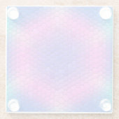 Roze hexagon-mozaïek op blauwe gradiënt glazen onderzetter (Achterkant)