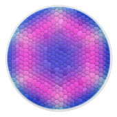 Roze hexagon-mozaïek op blauwe gradiënt keramische knop (Voorkant)