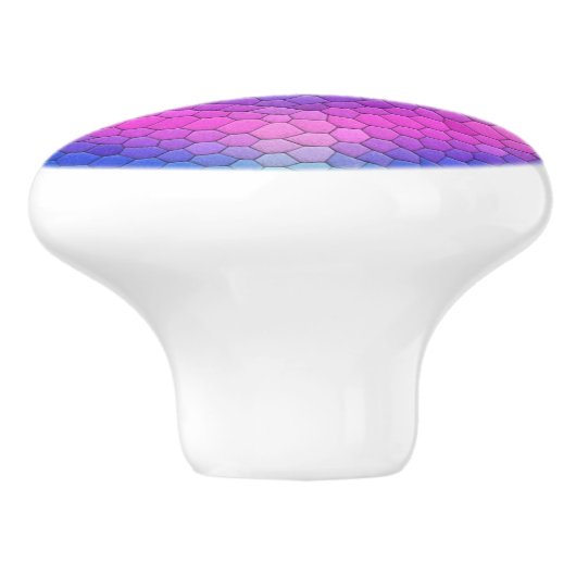 Roze hexagon-mozaïek op blauwe gradiënt keramische knop (Zijkant)