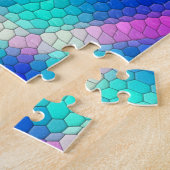 Roze hexagon-mozaïek op blauwe gradiënt legpuzzel (Zijkant)
