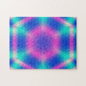 Roze hexagon-mozaïek op blauwe gradiënt legpuzzel (Horizontaal)