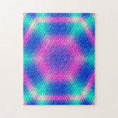 Roze hexagon-mozaïek op blauwe gradiënt legpuzzel (Verticaal)