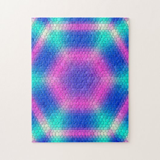 Roze hexagon-mozaïek op blauwe gradiënt legpuzzel (Verticaal)