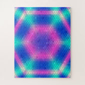 Roze hexagon-mozaïek op blauwe gradiënt legpuzzel (Verticaal)