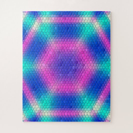 Roze hexagon-mozaïek op blauwe gradiënt legpuzzel (Verticaal)