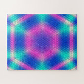 Roze hexagon-mozaïek op blauwe gradiënt legpuzzel (Horizontaal)