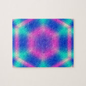 Roze hexagon-mozaïek op blauwe gradiënt legpuzzel (Horizontaal)