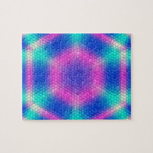 Roze hexagon-mozaïek op blauwe gradiënt legpuzzel (Horizontaal)