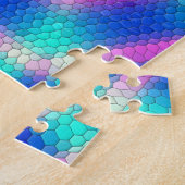 Roze hexagon-mozaïek op blauwe gradiënt legpuzzel (Zijkant)