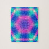 Roze hexagon-mozaïek op blauwe gradiënt legpuzzel (Verticaal)