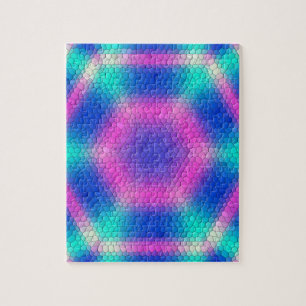 Roze hexagon-mozaïek op blauwe gradiënt legpuzzel