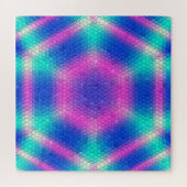 Roze hexagon-mozaïek op blauwe gradiënt legpuzzel (Horizontaal)