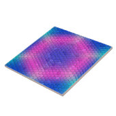 Roze hexagon-mozaïek op blauwe gradiënt tegeltje (Zijkant)