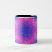 Roze hexagon-mozaïek op blauwe gradiënt tweekleurige koffiemok (Center)