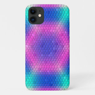 Roze hexagon-mozaïek op een blauwe gradiënt Case-Mate iPhone case