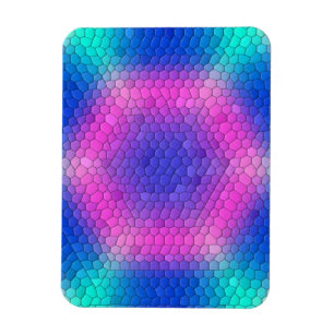 Roze hexagon-mozaïek op een blauwe gradiënt magneet